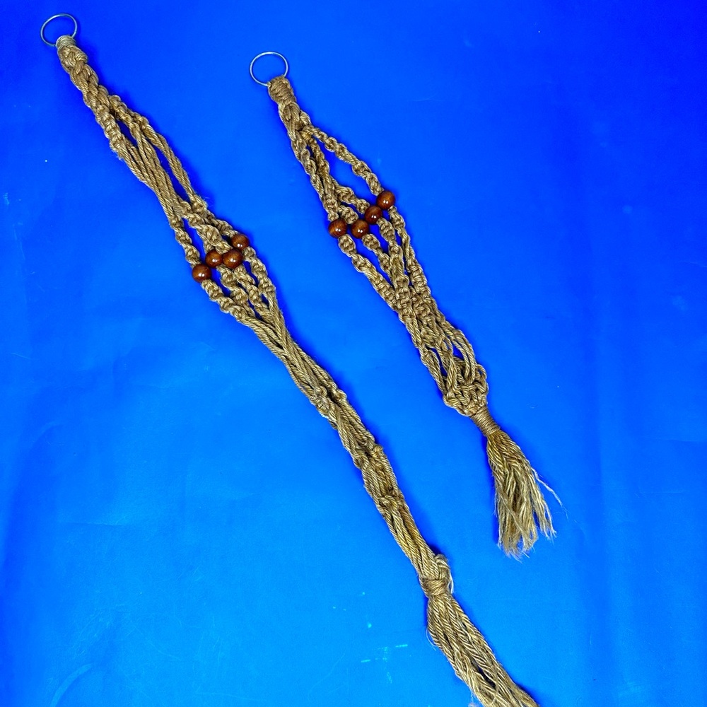 Vintage 70s Handmade Jute Plant Holders
